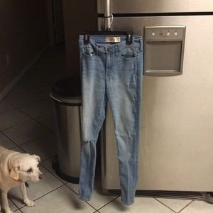 Hollister super skinny light wash ripped jeans
